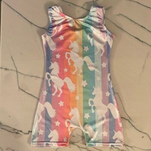 Sparkly unicorn girls unitard